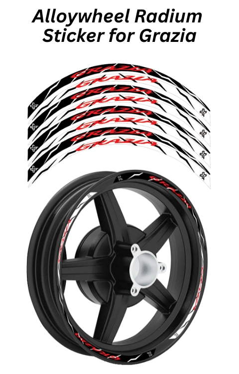 Alloy Wheel Radium Sticker Compatible with Grazia 125 | Made in Premium Radium with FPF (Fade Protection Film), Precut Sticker, Waterproof, Pack of 1